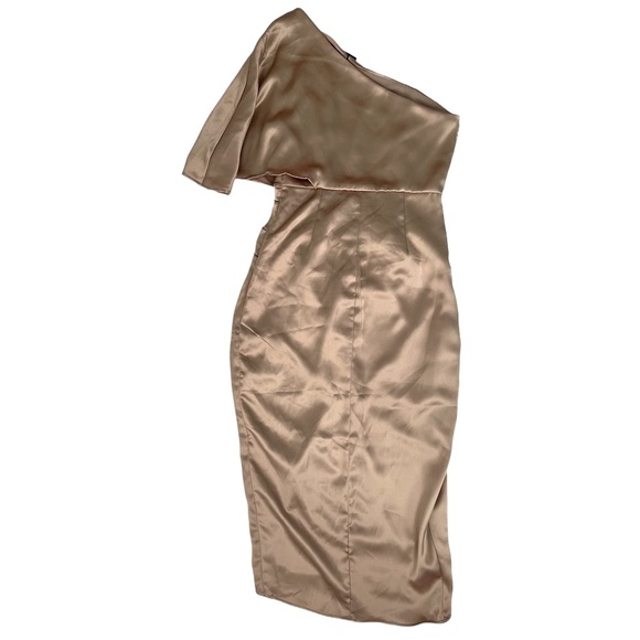 NEW DO+BE One Shoulder Satin Champagne Dress Cocktail Evening Party Night Out XS - Picture 7 of 11